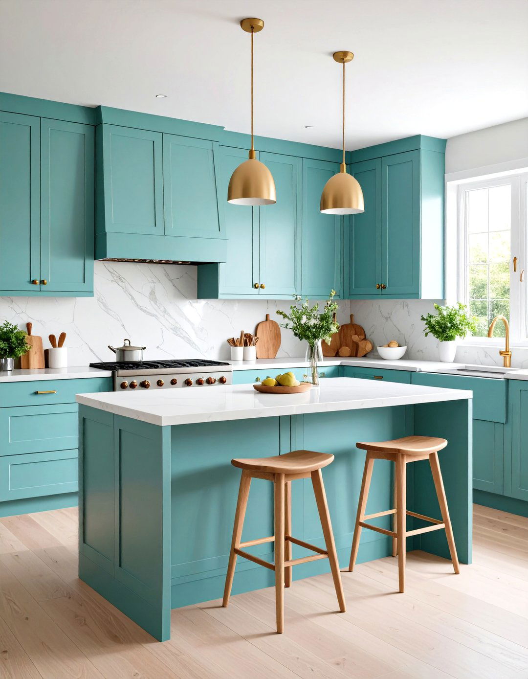 Zen Inspired Teal Kitchen - 24 Teal and White Kitchen Ideas