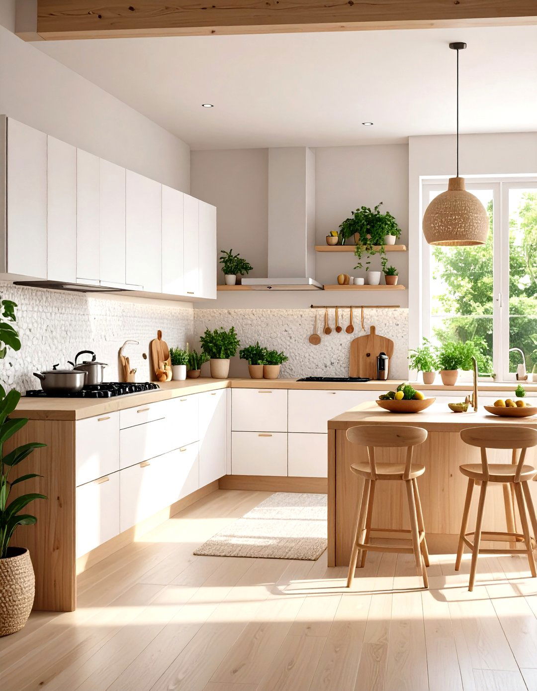 Zen Inspired White Kitchen with Minimalist Buddhist Elements - 24 White Kitchen Ideas