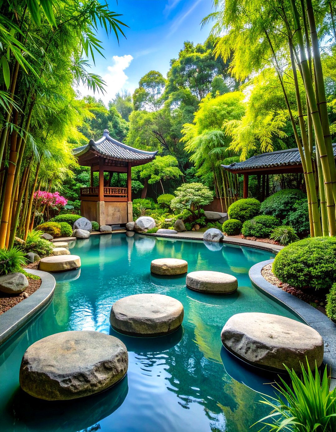 Zen Japanese Water Garden Serenity - 24 Tropical Pool Landscaping Ideas