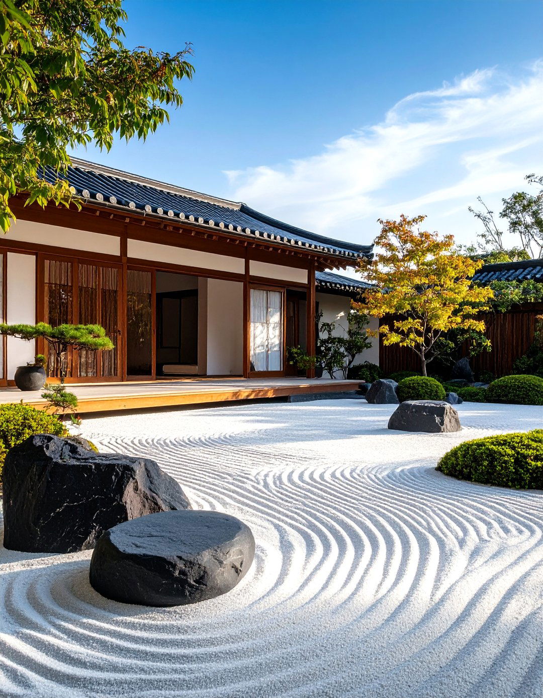 Zen Meditation Garden Style - 24 Black and White Patio Ideas