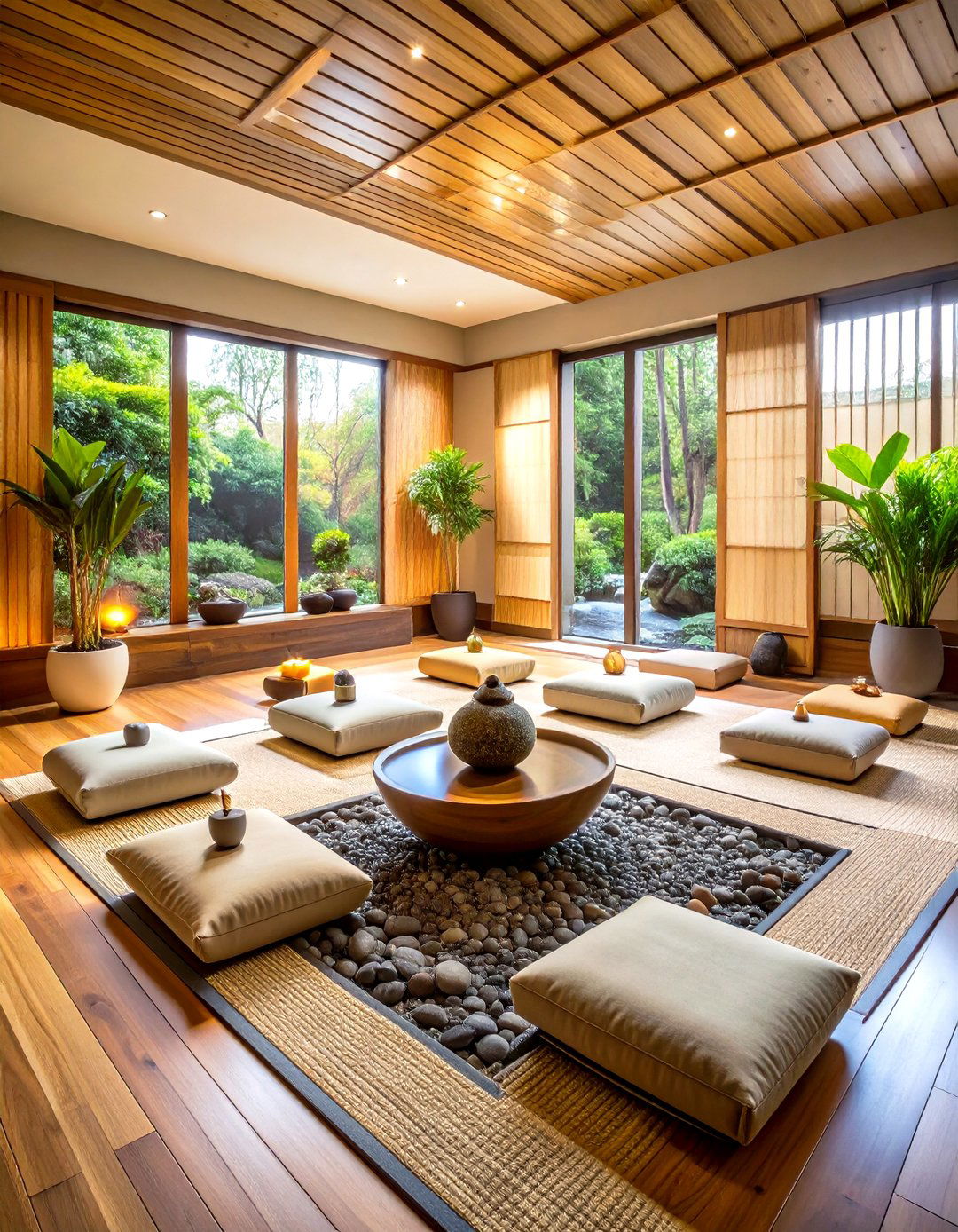 Zen Meditation Spa Room with Natural Elements - 24 Spa Room Ideas
