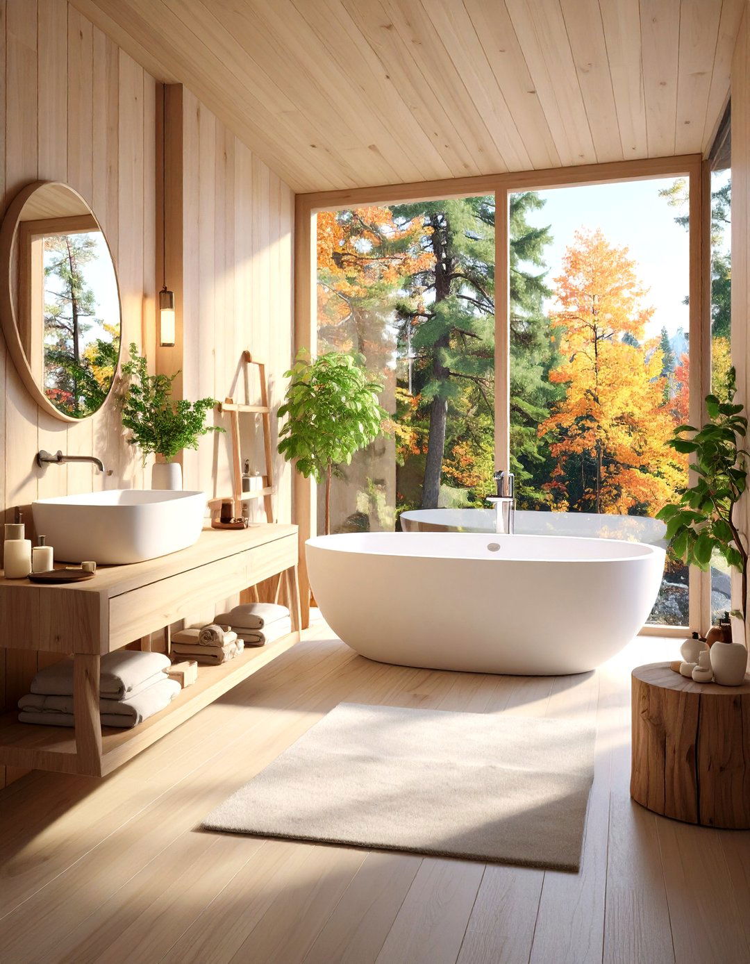 Zen Minimalist Cabin Style - 24 Log Cabin Bathroom Ideas