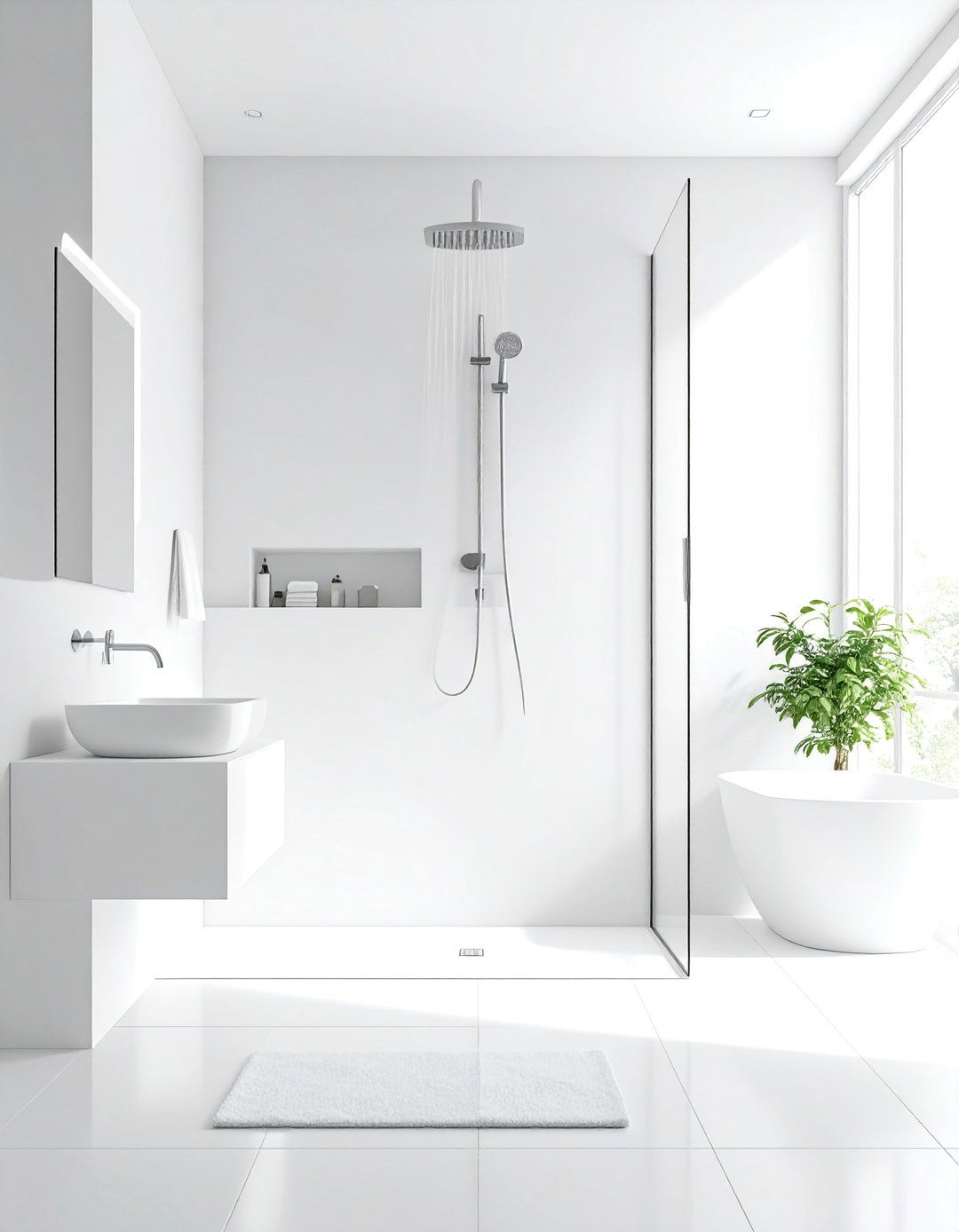 Zen Minimalist White Niche - 24 Shower Niche Ideas