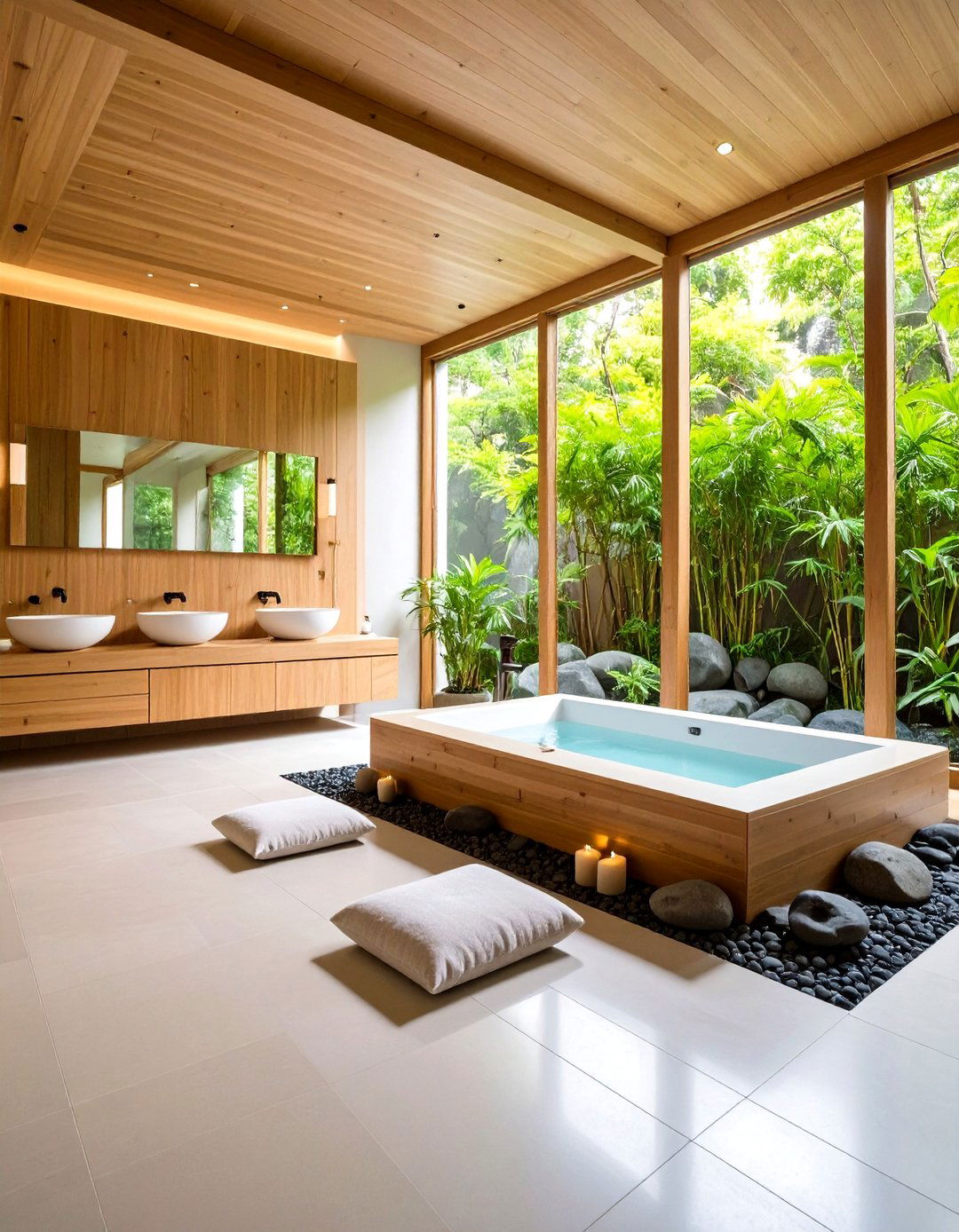 Zen Office Bathroom with Meditation Elements - 24 Office Bathroom Ideas