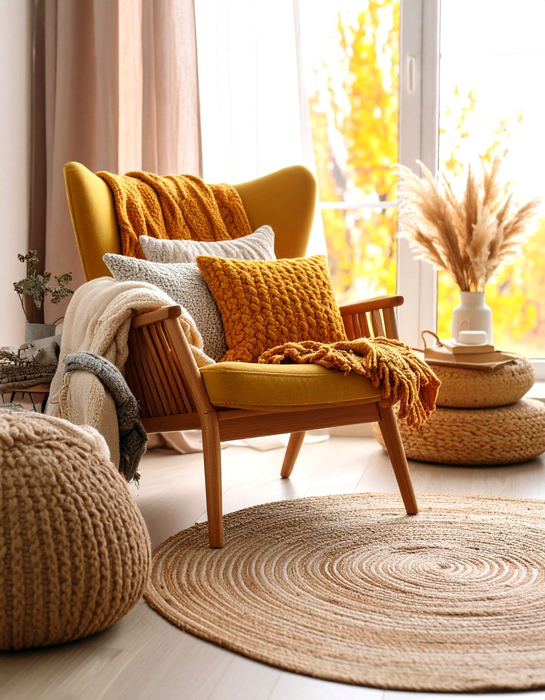 Zen Reading Nook with Natural Textures - 24 Zen Room Ideas