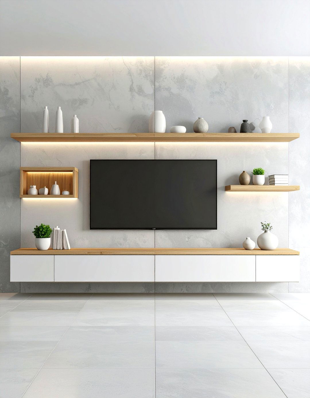 Zen TV Wall with Natural Stone and Minimalist Elements - 24 Tv Wall Ideas