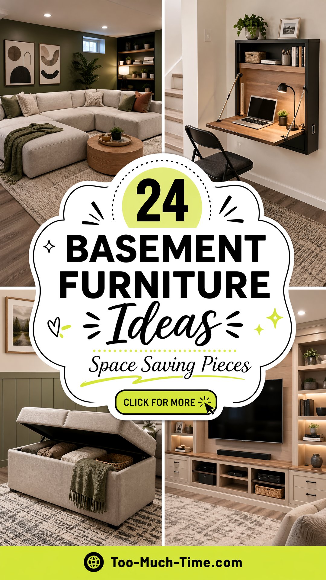 24 Basement Furniture Ideas Space-saving Pieces Fit. - 24 Basement Furniture Ideas: Space-saving Pieces Fit.