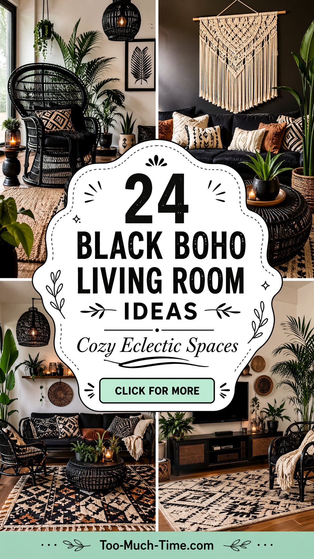 24 Black Boho Living Room Ideas for Cozy Eclectic Vibes - 24 Black Boho Living Room Ideas for Cozy Eclectic Vibes