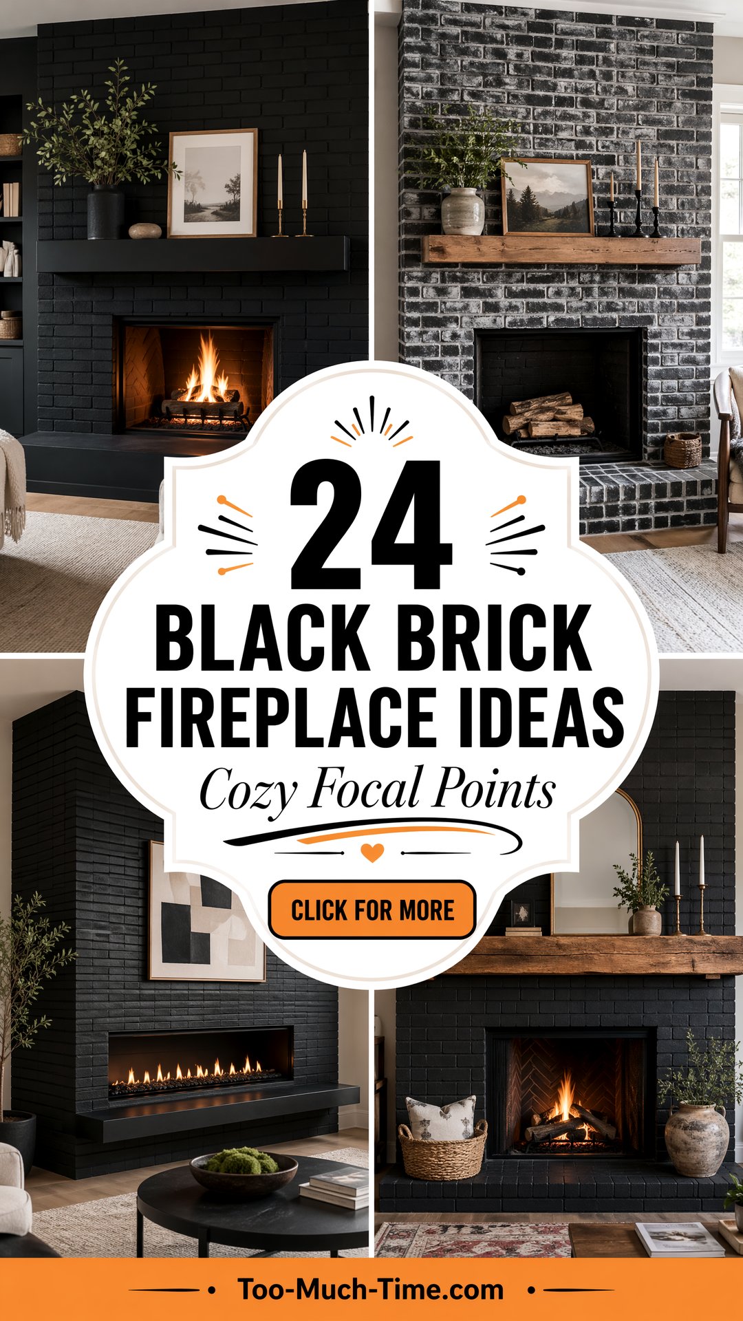 24 Black Brick Fireplace Ideas for Cozy Focal Points - 24 Black Brick Fireplace Ideas for Cozy Focal Points