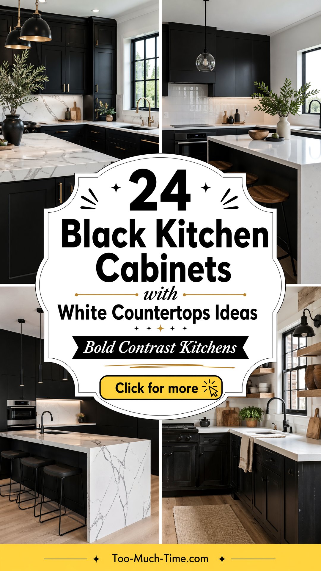 24 Black Kitchen Cabinets with White Countertops Ideas - 24 Black Kitchen Cabinets with White Countertops Ideas