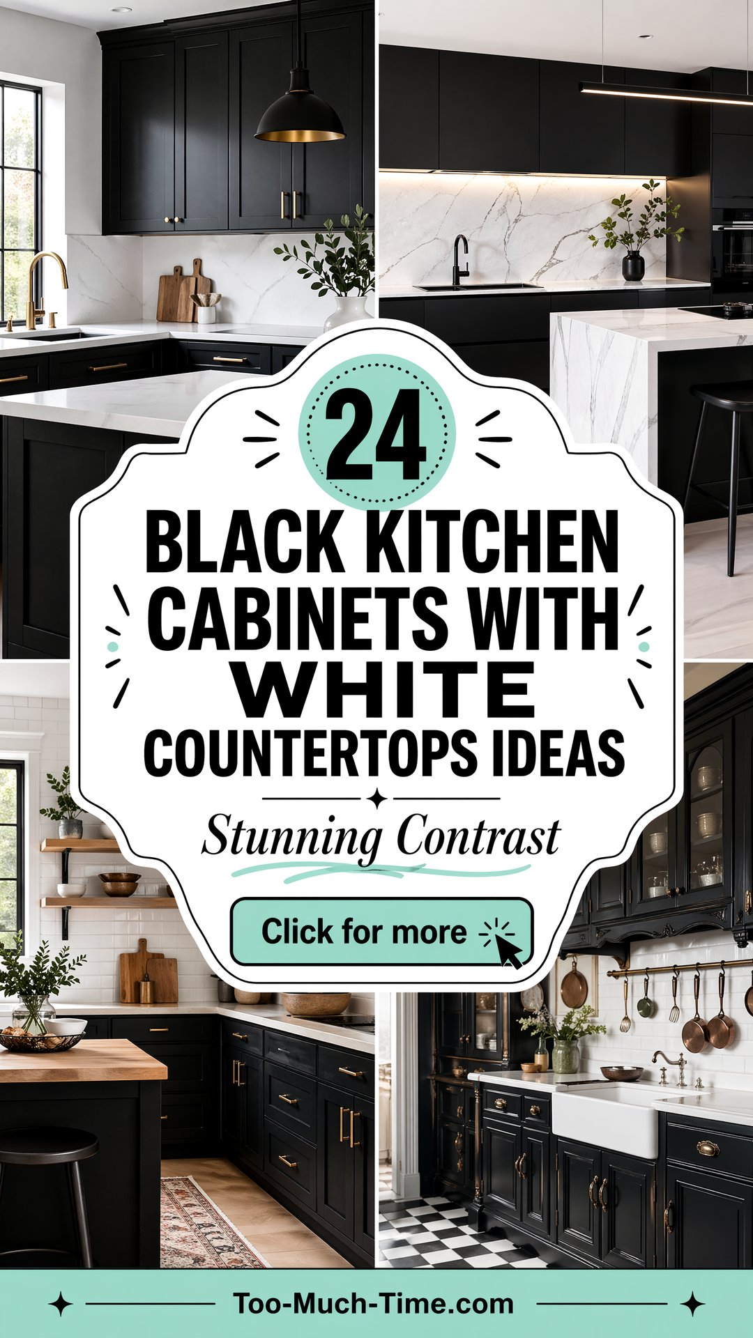 24 Black Kitchen Cabinets with White Countertops Ideas - 24 Black Kitchen Cabinets with White Countertops Ideas
