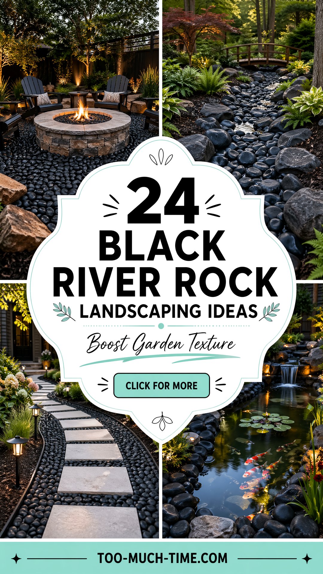 24 Black River Rock Landscaping Ideas to Boost Texture - 24 Black River Rock Landscaping Ideas to Boost Texture