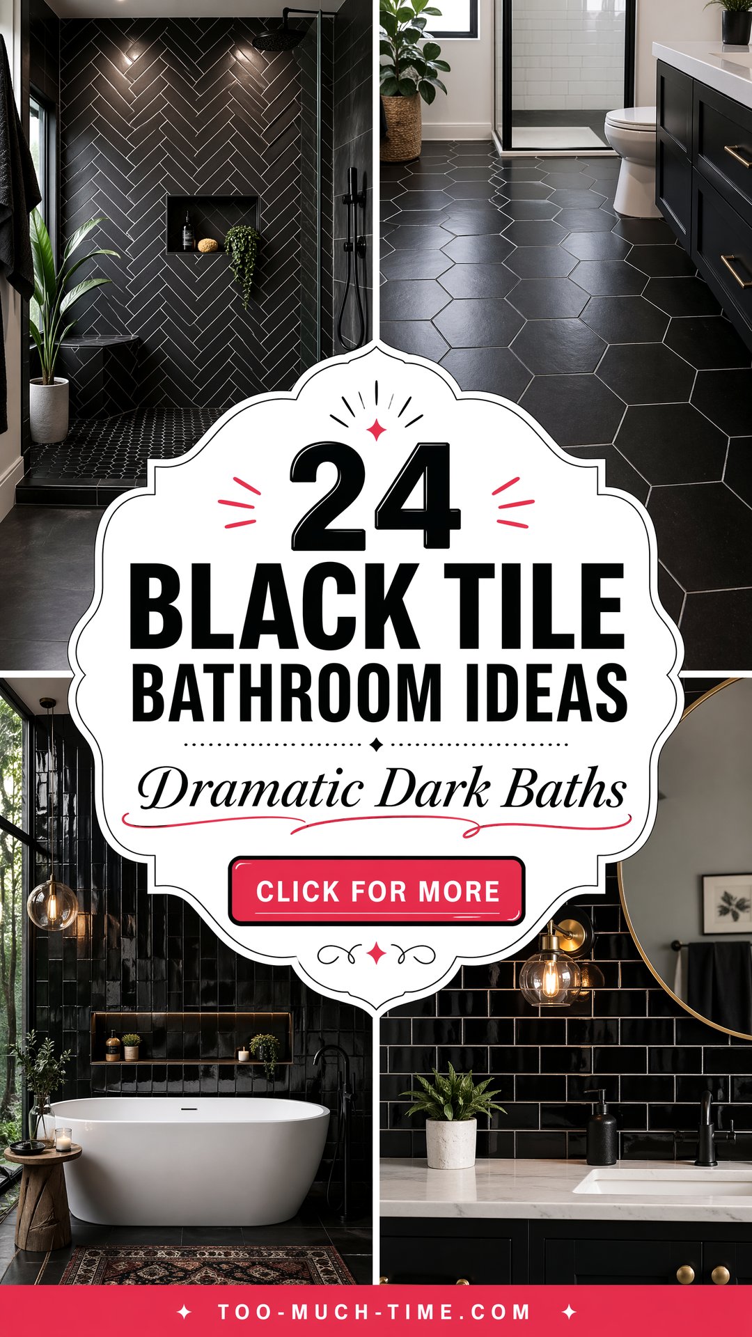 24 Black Tile Bathroom Ideas That Elevate Dark Baths - 24 Black Tile Bathroom Ideas That Elevate Dark Baths