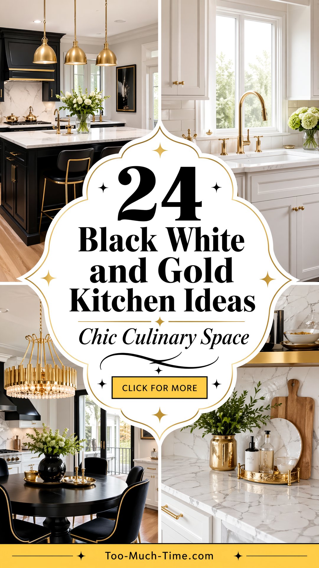 24 Black White and Gold Kitchen Ideas for Chic Kitchens - 24 Black White and Gold Kitchen Ideas for Chic Kitchens