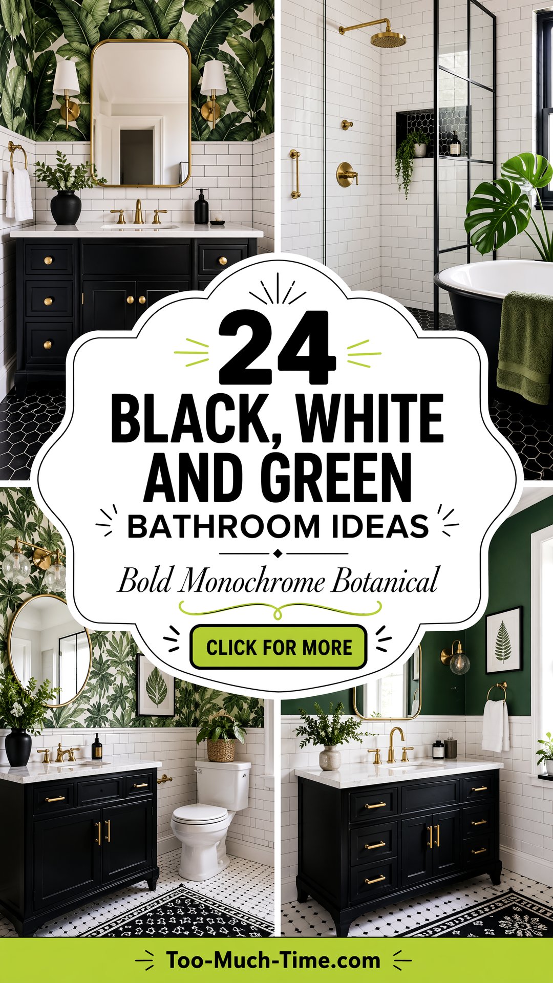 24 Black White and Green Bathroom Ideas for Baths - 24 Black, White and Green Bathroom Ideas for Baths