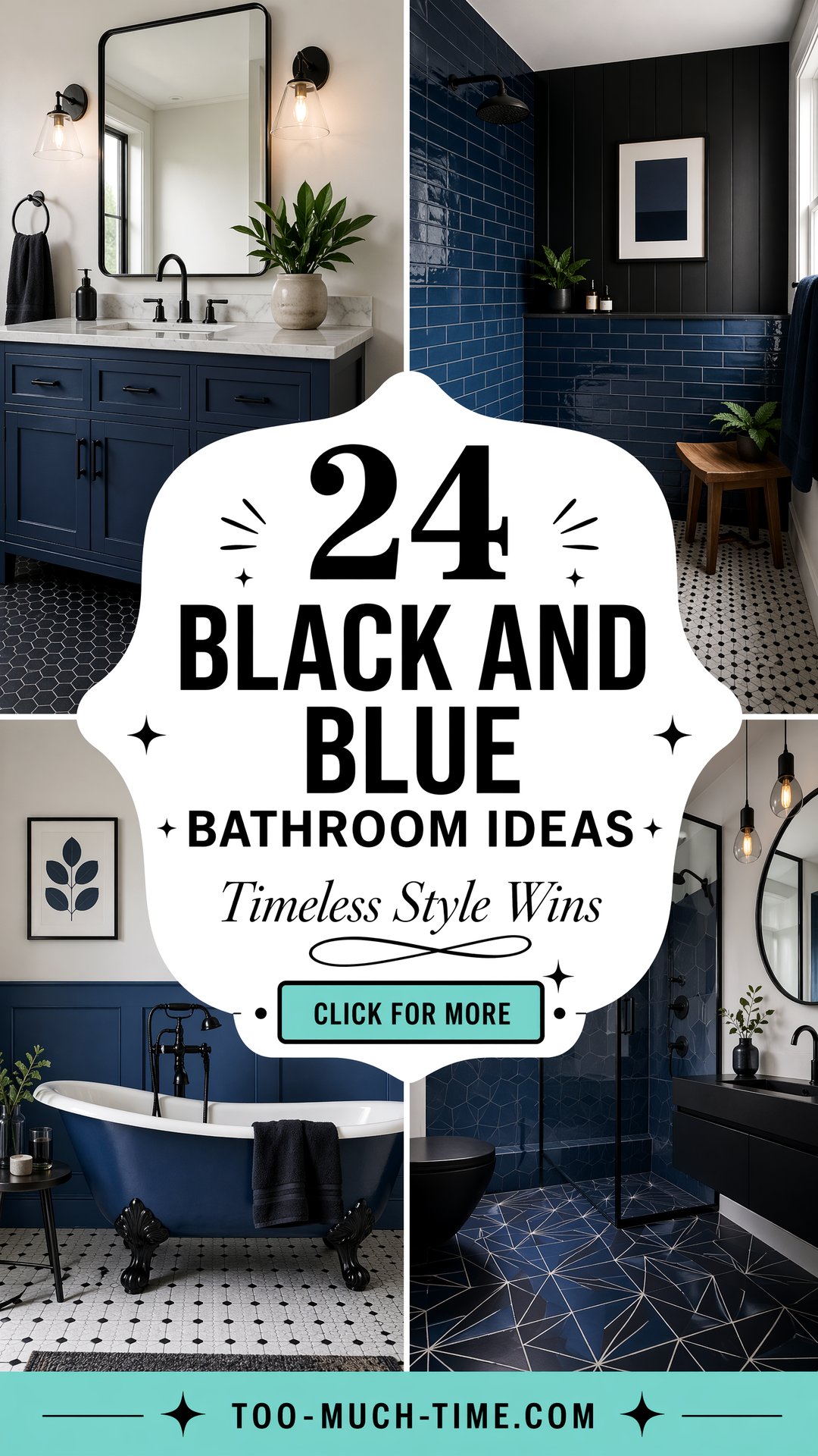 24 Black and Blue Bathroom Ideas with Timeless Style - 24 Black and Blue Bathroom Ideas with Timeless Style
