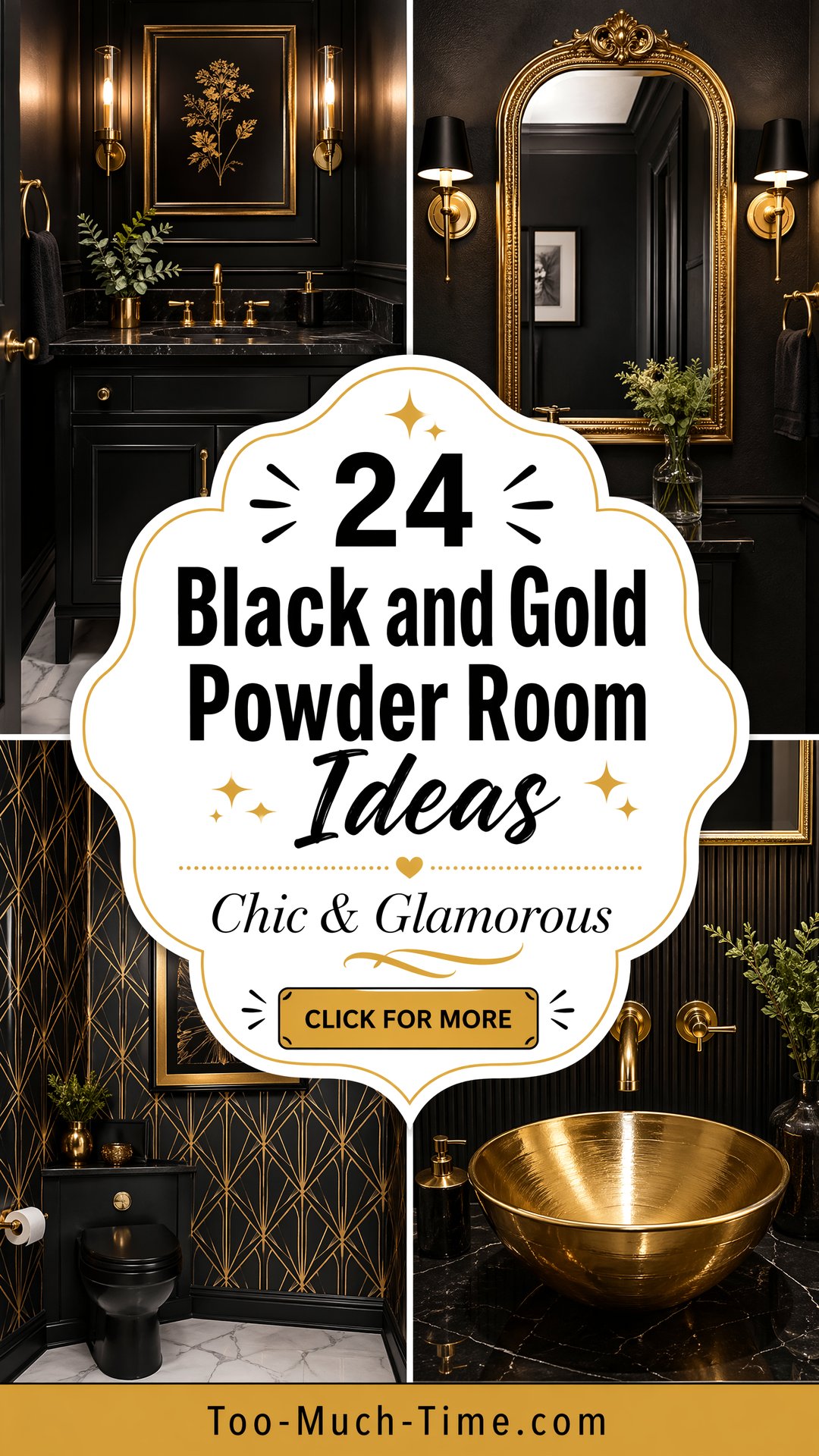 24 Black and Gold Powder Room Ideas with Chic Look - 24 Black and Gold Powder Room Ideas with Chic Look