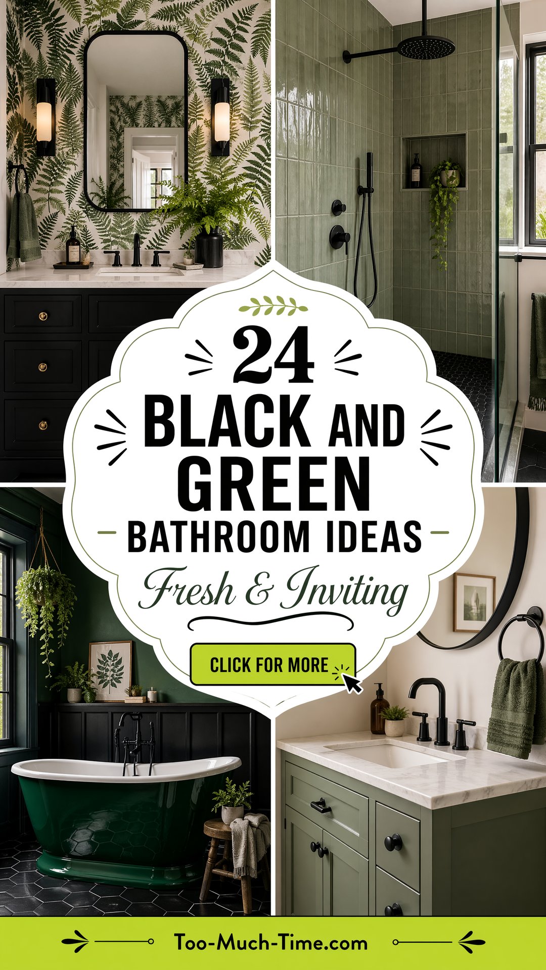 24 Black and Green Bathroom Ideas for Fresh Vibes Today - 24 Black and Green Bathroom Ideas for Fresh Vibes Today