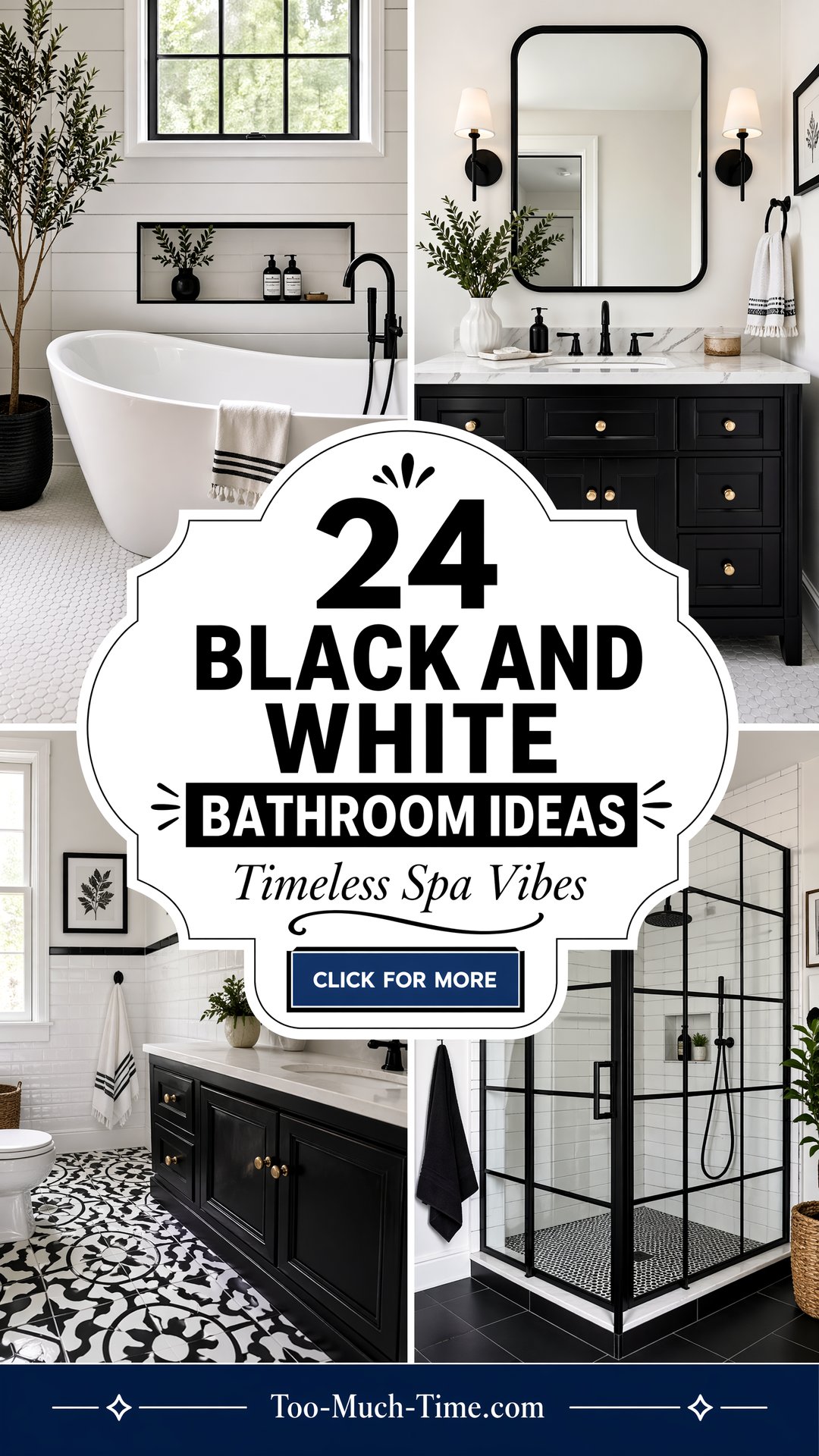 24 Black and White Bathroom Ideas with Timeless Style - 24 Black and White Bathroom Ideas with Timeless Style