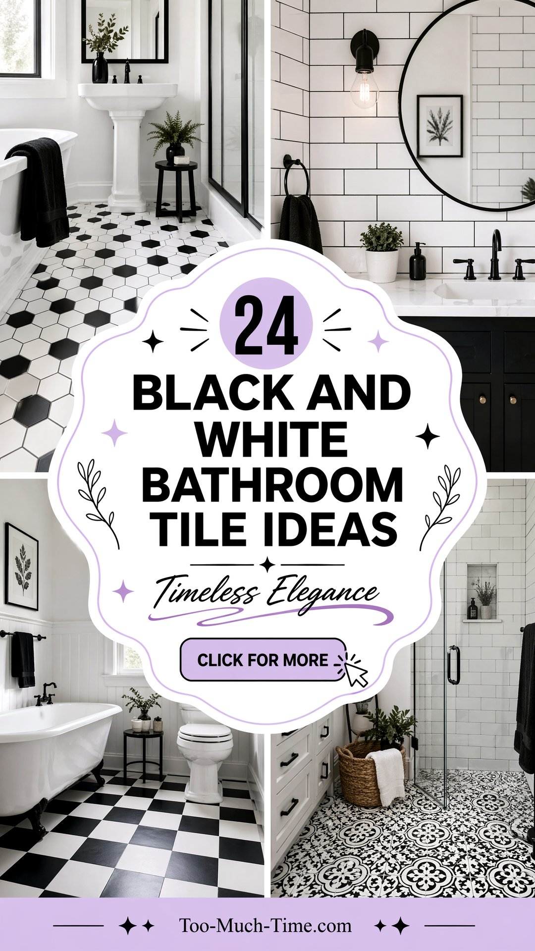 24 Black and White Bathroom Tile Ideas with Chic Look - 24 Black and White Bathroom Tile Ideas with Chic Look