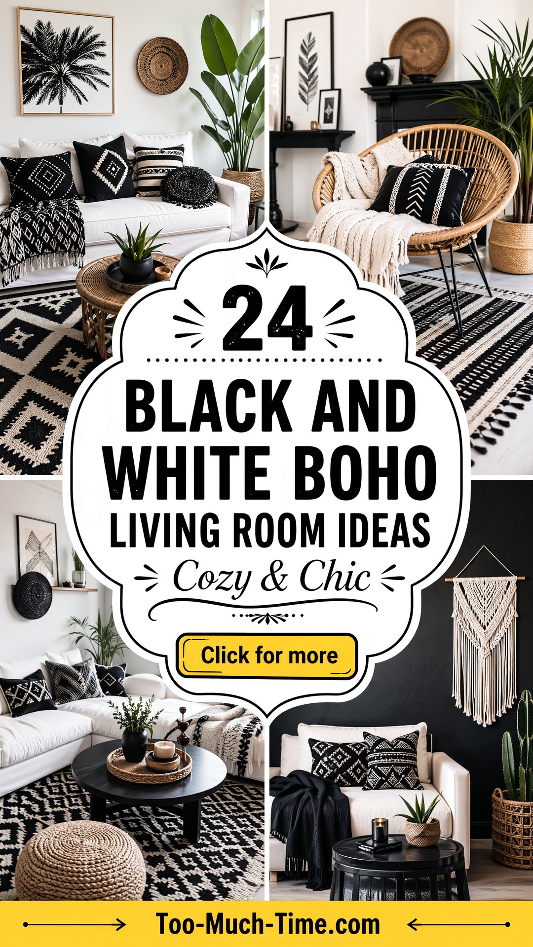 24 Black and White Boho Living Room Ideas for Cozy Chic - 24 Black and White Boho Living Room Ideas for Cozy Chic