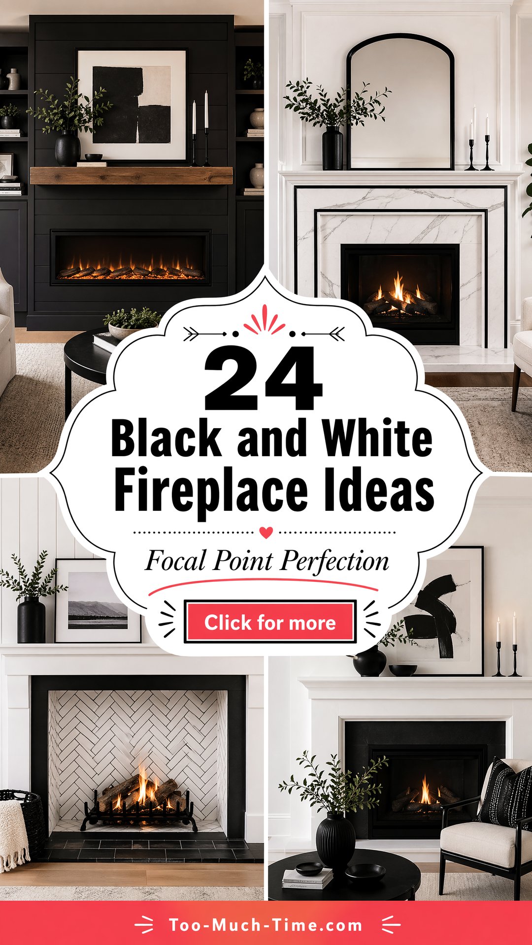 24 Black and White Fireplace Ideas for Focal Points - 24 Black and White Fireplace Ideas for Focal Points