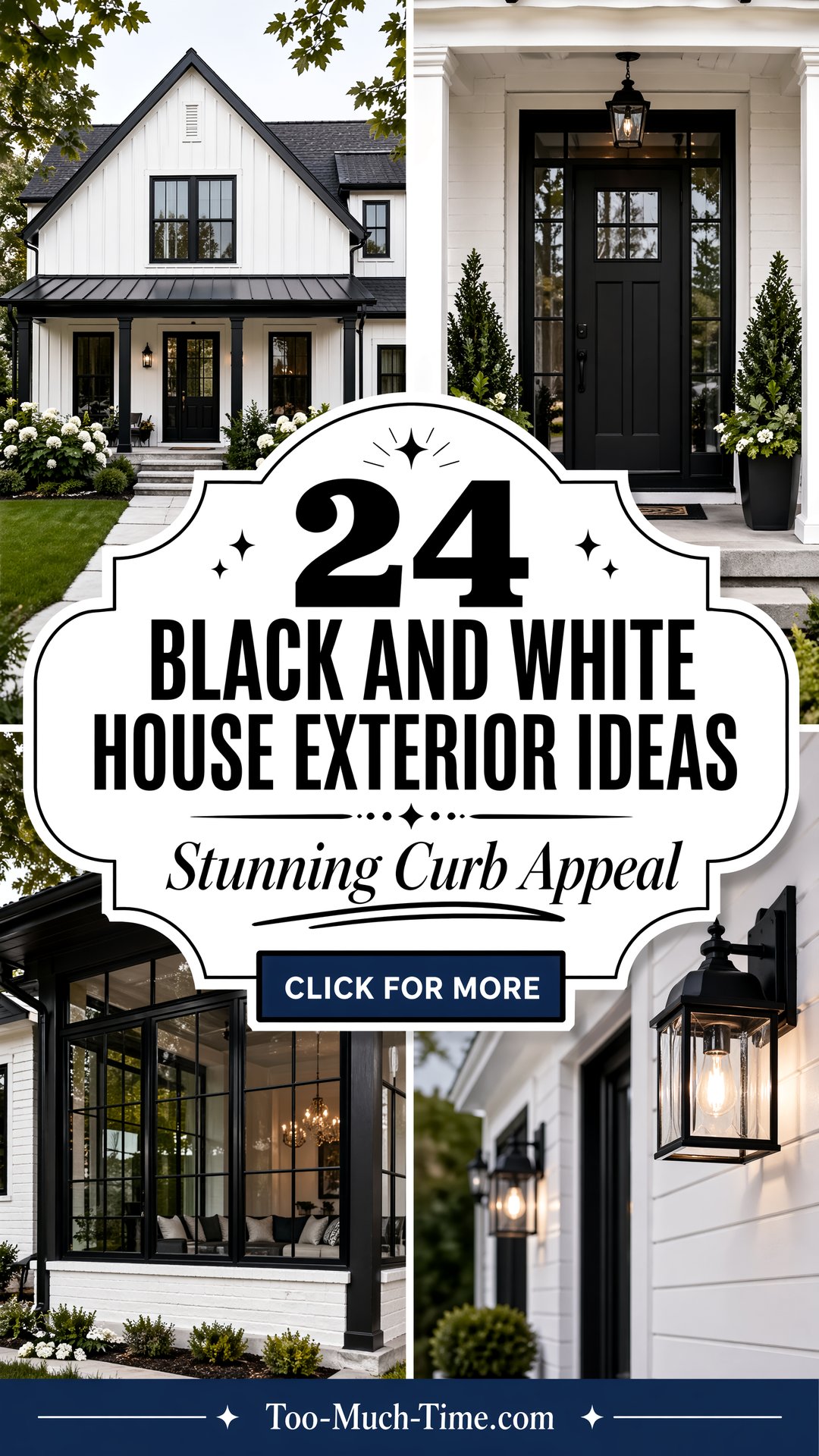 24 Black and White House Exterior Ideas for Curb Appeal - 24 Black and White House Exterior Ideas for Curb Appeal