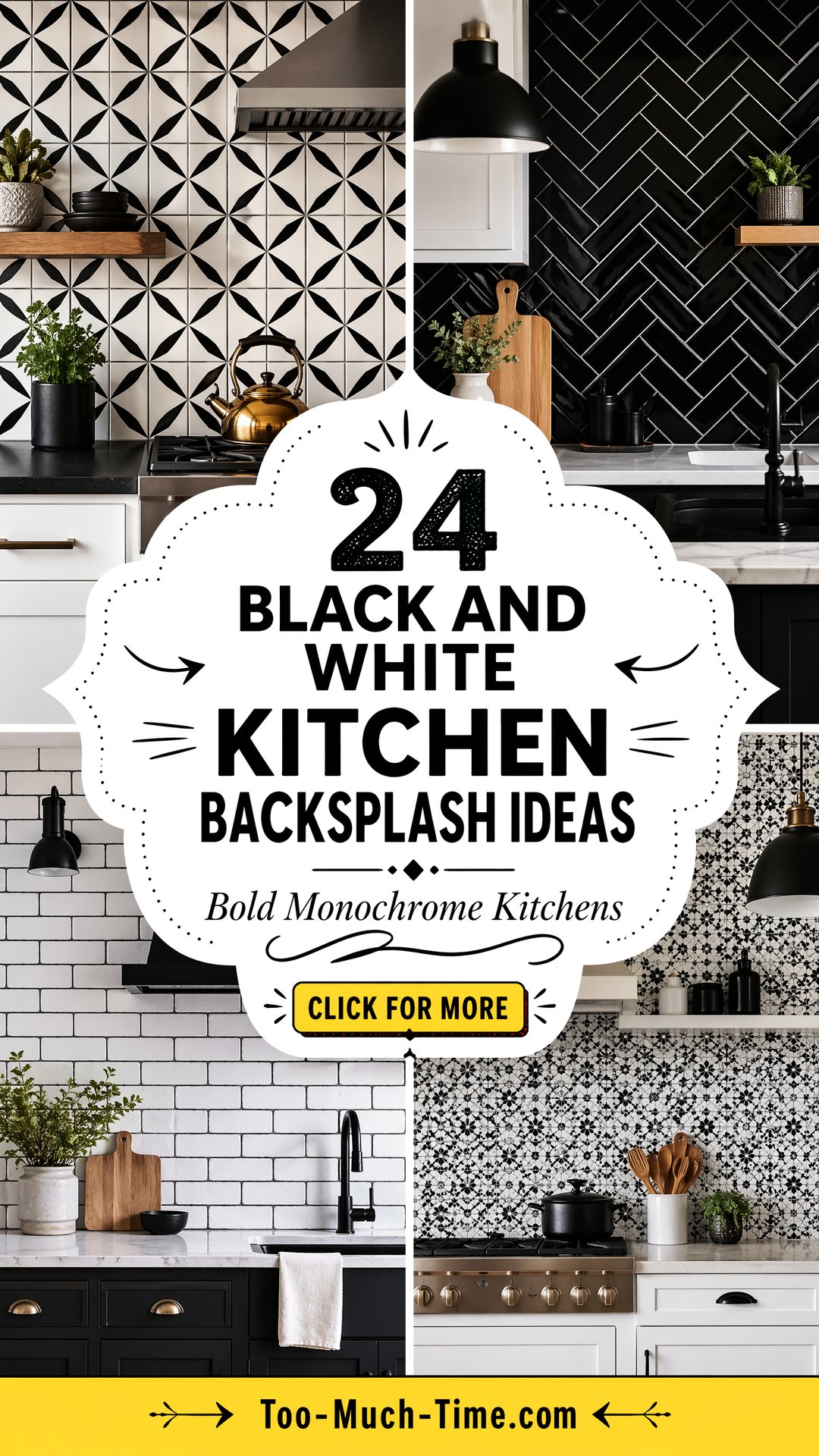 24 Black and White Kitchen Backsplash Ideas for Kitchen - 24 Black and White Kitchen Backsplash Ideas for Kitchen