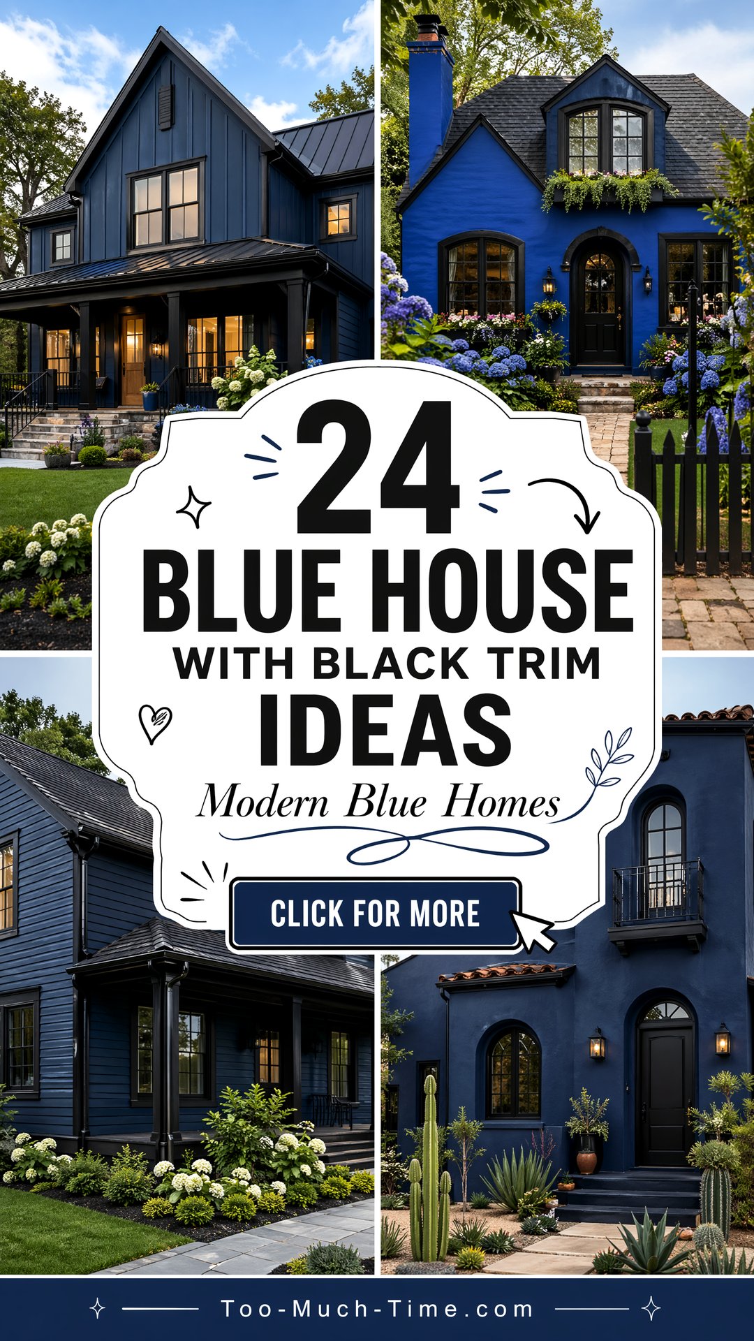 24 Blue House with Black Trim Ideas for Modern Homes - 24 Blue House with Black Trim Ideas for Modern Homes