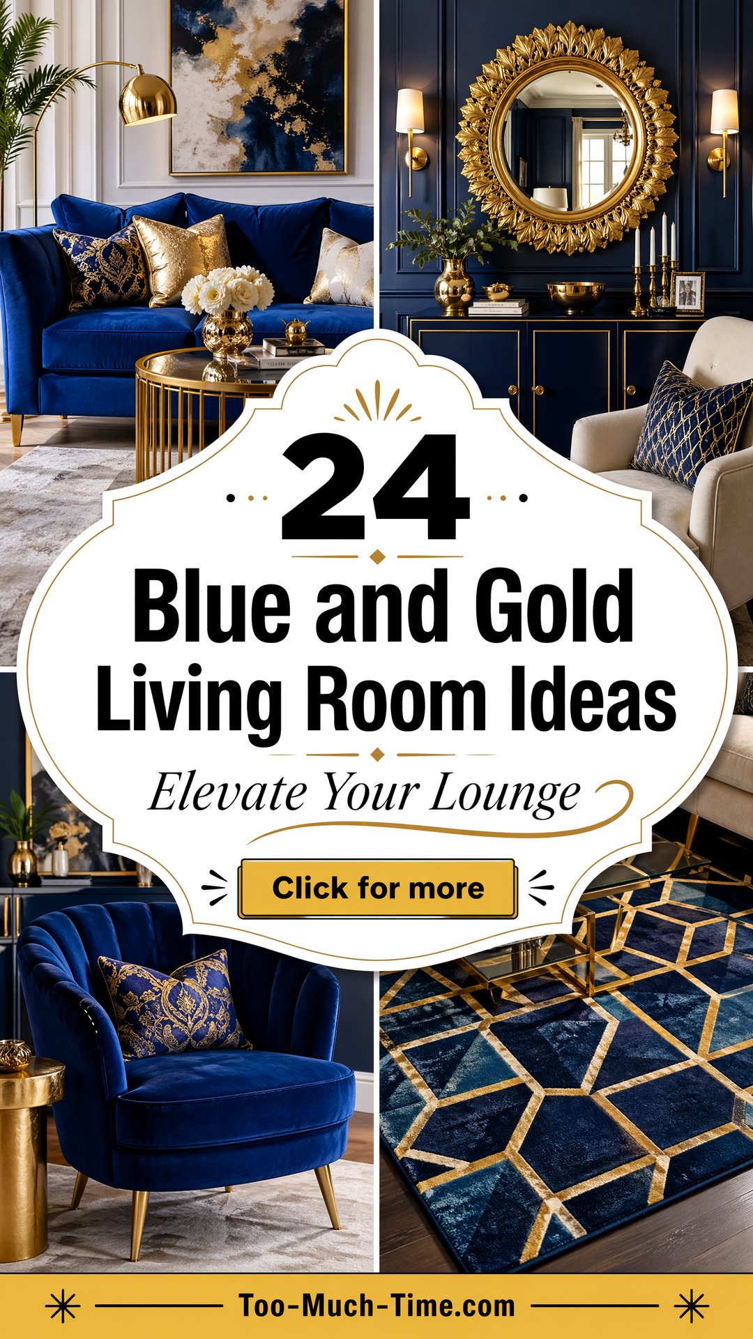 24 Blue and Gold Living Room Ideas to Elevate Lounges - 24 Blue and Gold Living Room Ideas to Elevate Lounges