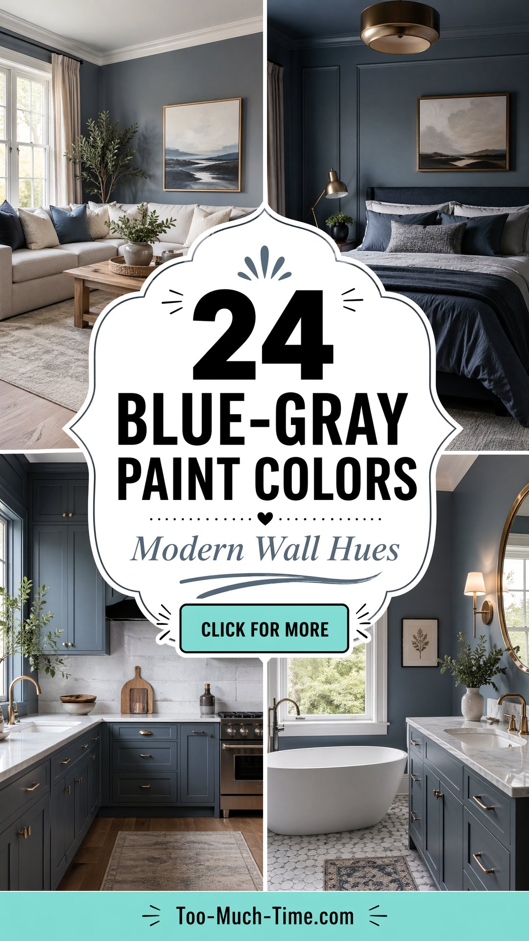 24 Blue-gray Paint Colors for Modern Interiors and Walls - 24 Blue-gray Paint Colors for Modern Interiors & Walls