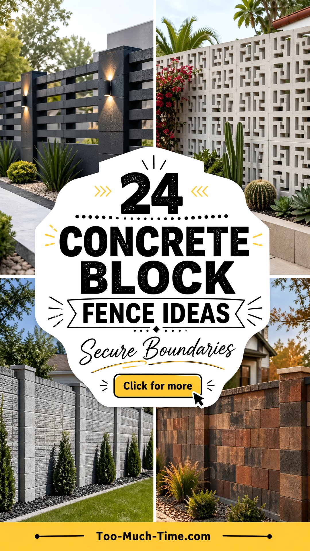 24 Concrete Block Fence Ideas for Secure Boundaries - 24 Concrete Block Fence Ideas for Secure Boundaries