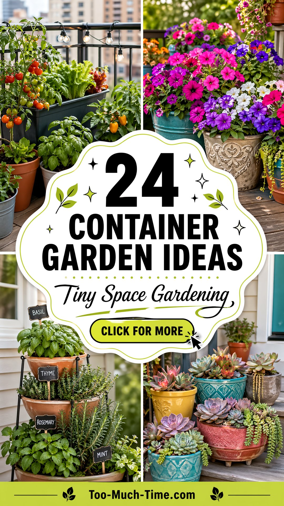 24 Container Garden Ideas Tiny-space Gardening Tips - 24 Container Garden Ideas: Tiny-space Gardening Tips