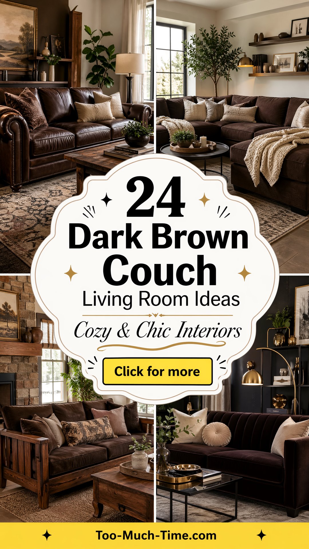 24 Dark Brown Couch Living Room Ideas for Interiors - 24 Dark Brown Couch Living Room Ideas for Interiors