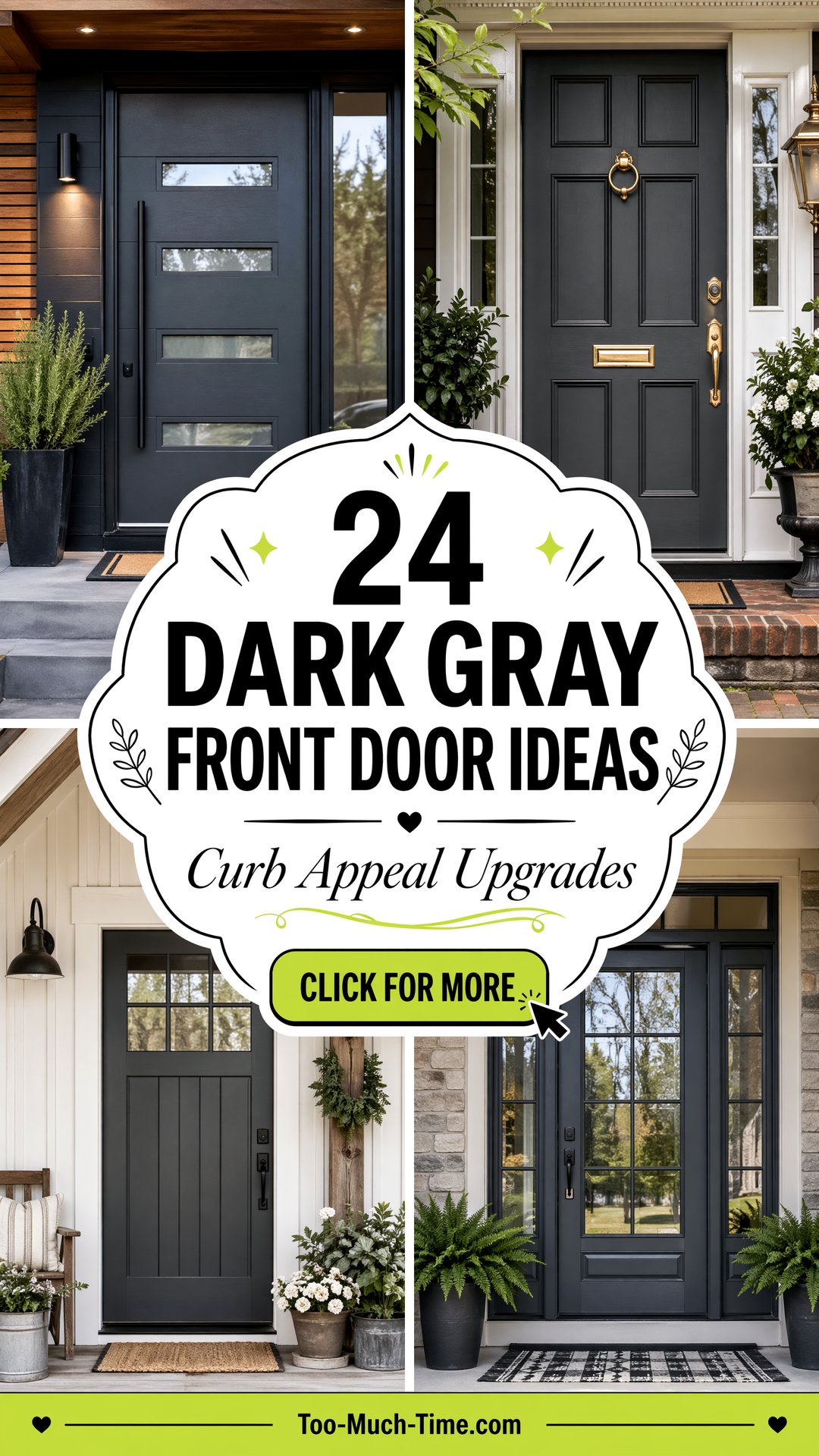 24 Dark Gray Front Door Ideas for Exteriors and Updates - 24 Dark Gray Front Door Ideas for Exteriors and Updates