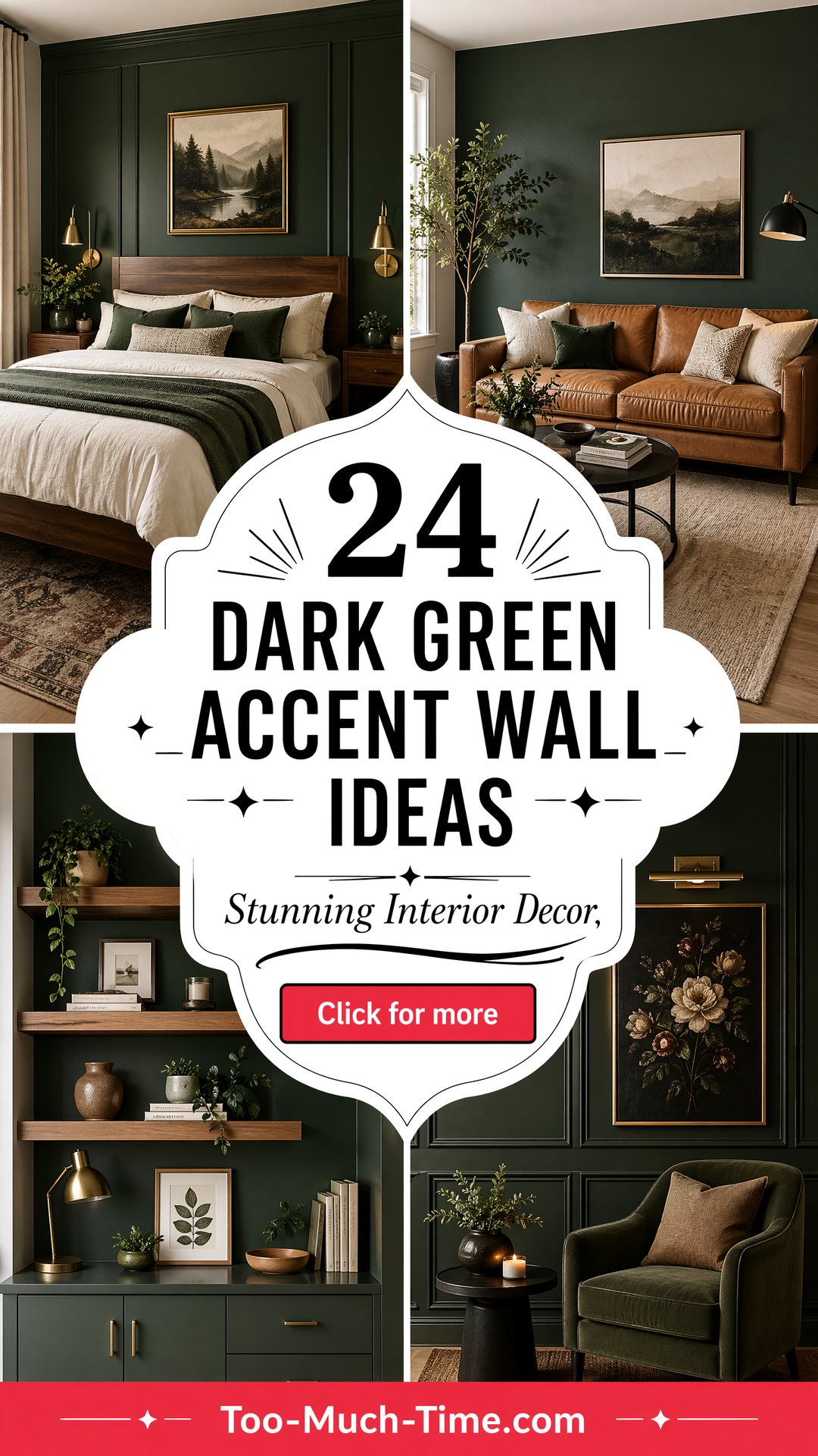 24 Dark Green Accent Wall Ideas for Interiors and Decor - 24 Dark Green Accent Wall Ideas for Interiors and Decor