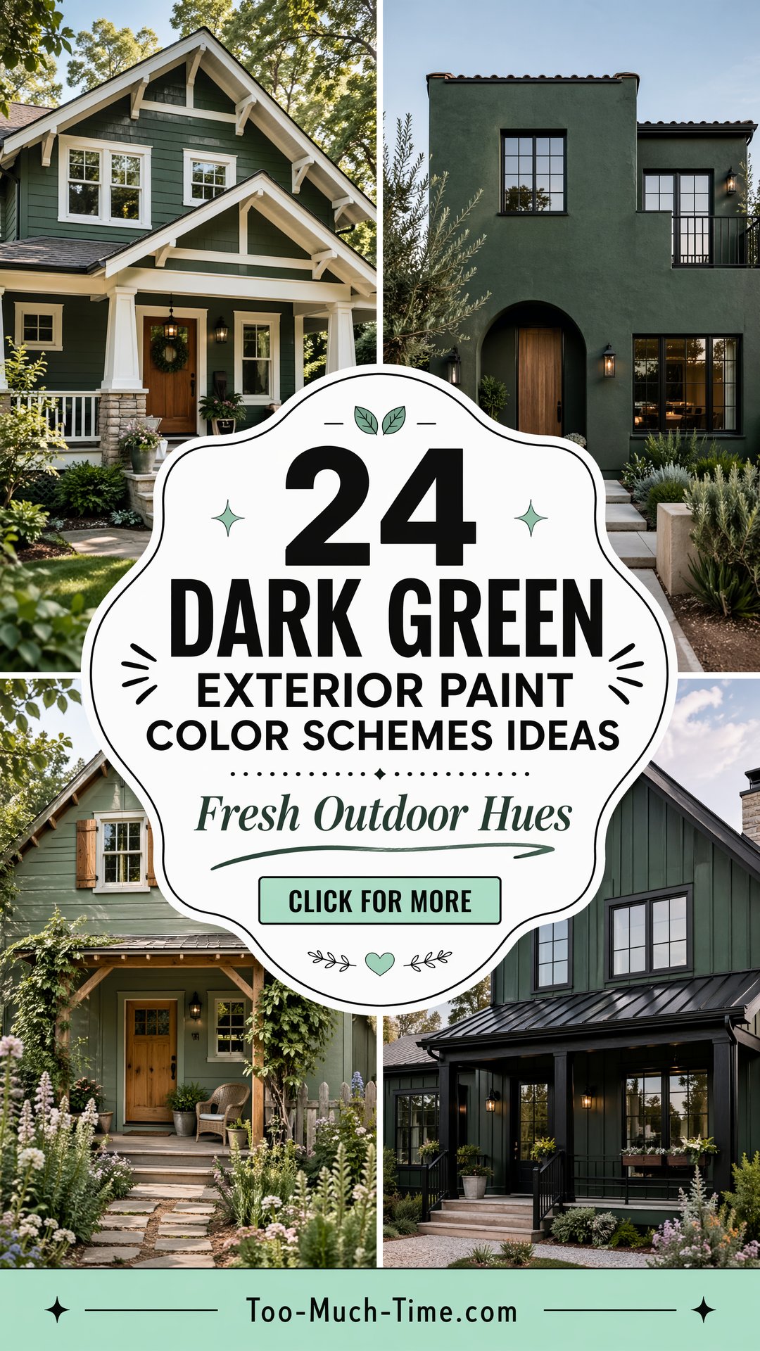 24 Dark Green Exterior Paint Color Schemes for Outdoors - 24 Dark Green Exterior Paint Color Schemes for Outdoors