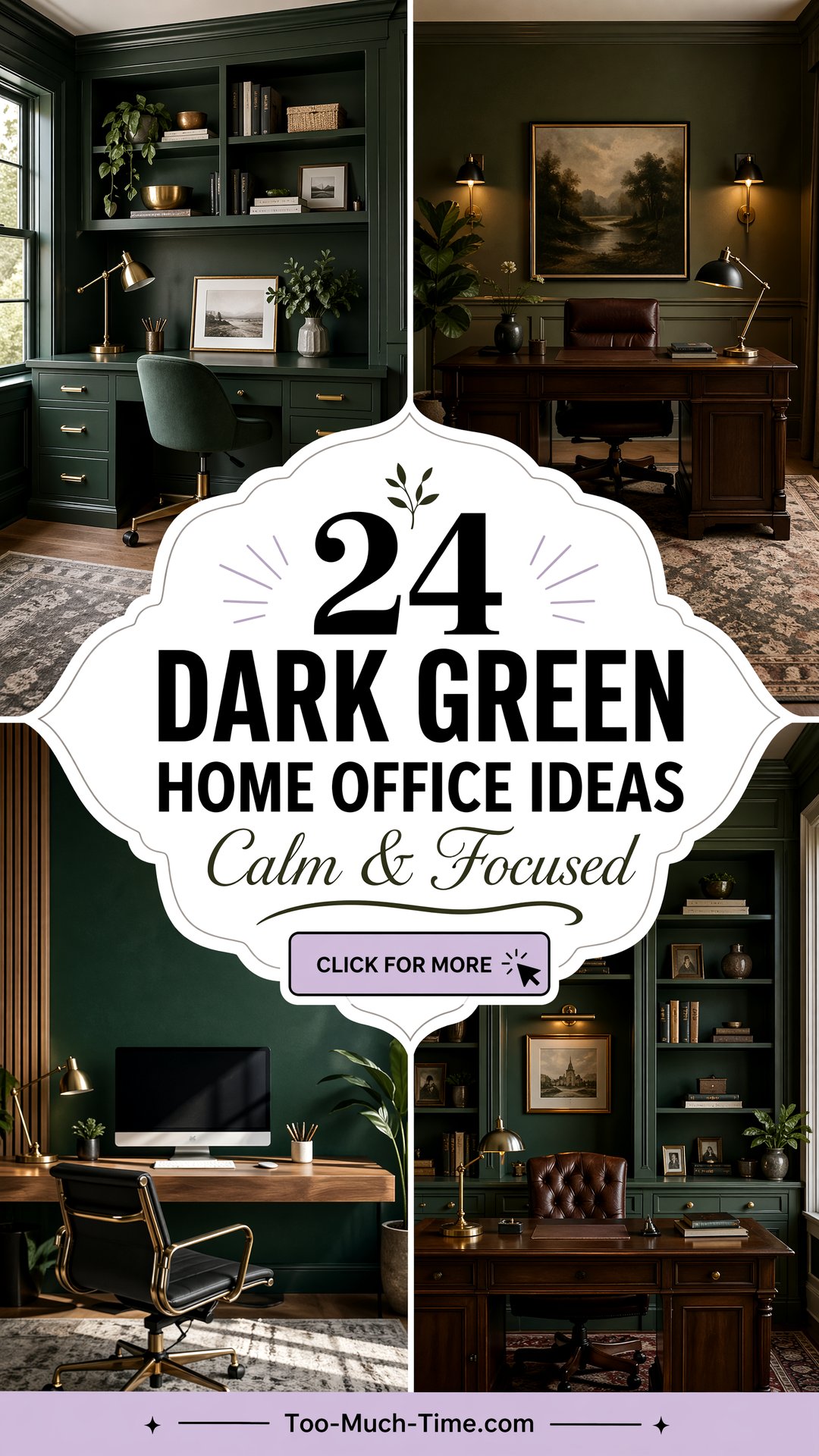 24 Dark Green Home Office Ideas for Calm Focus At Home. - 24 Dark Green Home Office Ideas for Calm Focus At Home.