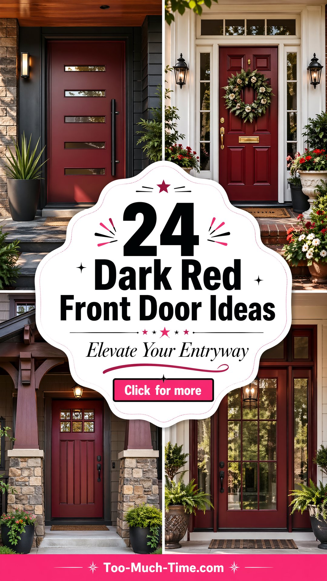 24 Dark Red Front Door Ideas to Elevate Entryway Today. - 24 Dark Red Front Door Ideas to Elevate Entryway Today.
