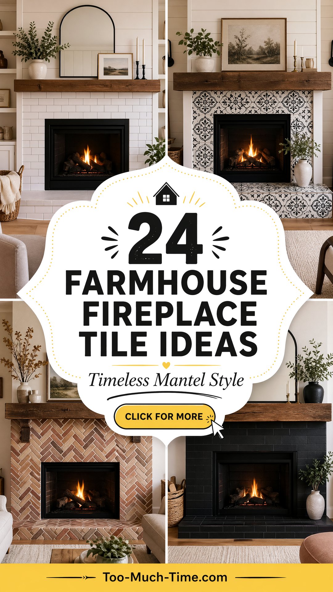 24 Farmhouse Fireplace Tile Ideas Timeless Mantel - 24 Farmhouse Fireplace Tile Ideas: Timeless Mantel