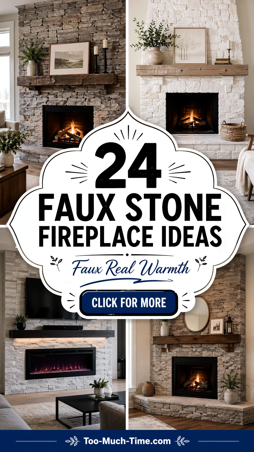 24 Faux Stone Fireplace Ideas for a Warm Updated Feel - 24 Faux Stone Fireplace Ideas for a Warm, Updated Feel