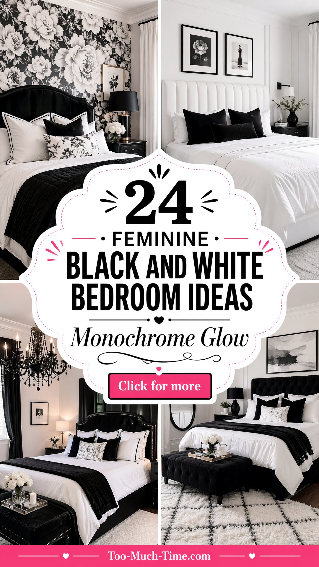 24 Feminine Black and White Bedroom Ideas That Glow - 24 Feminine Black and White Bedroom Ideas That Glow