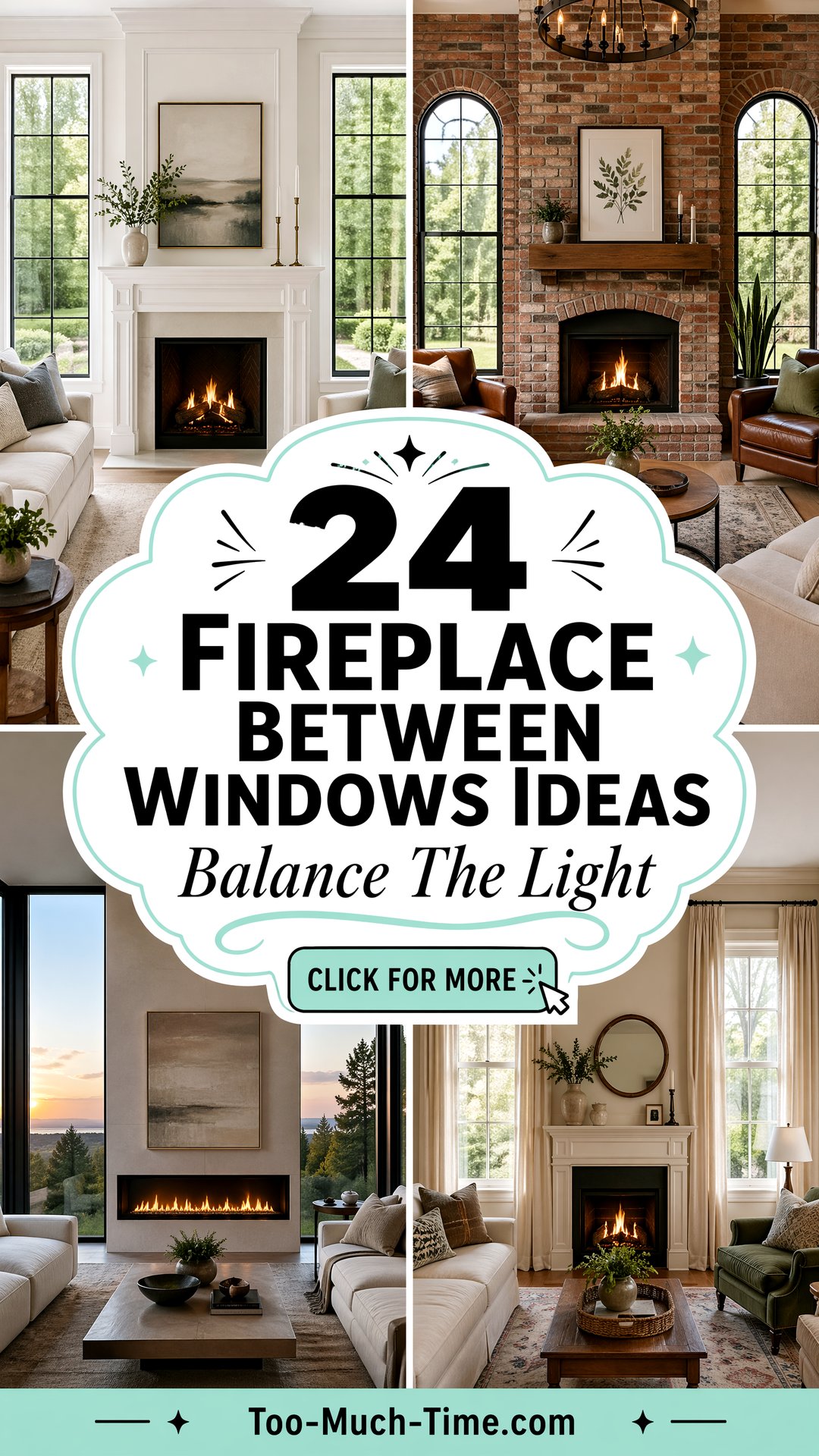 24 Fireplace Between Windows Ideas to Balance Light - 24 Fireplace Between Windows Ideas to Balance Light
