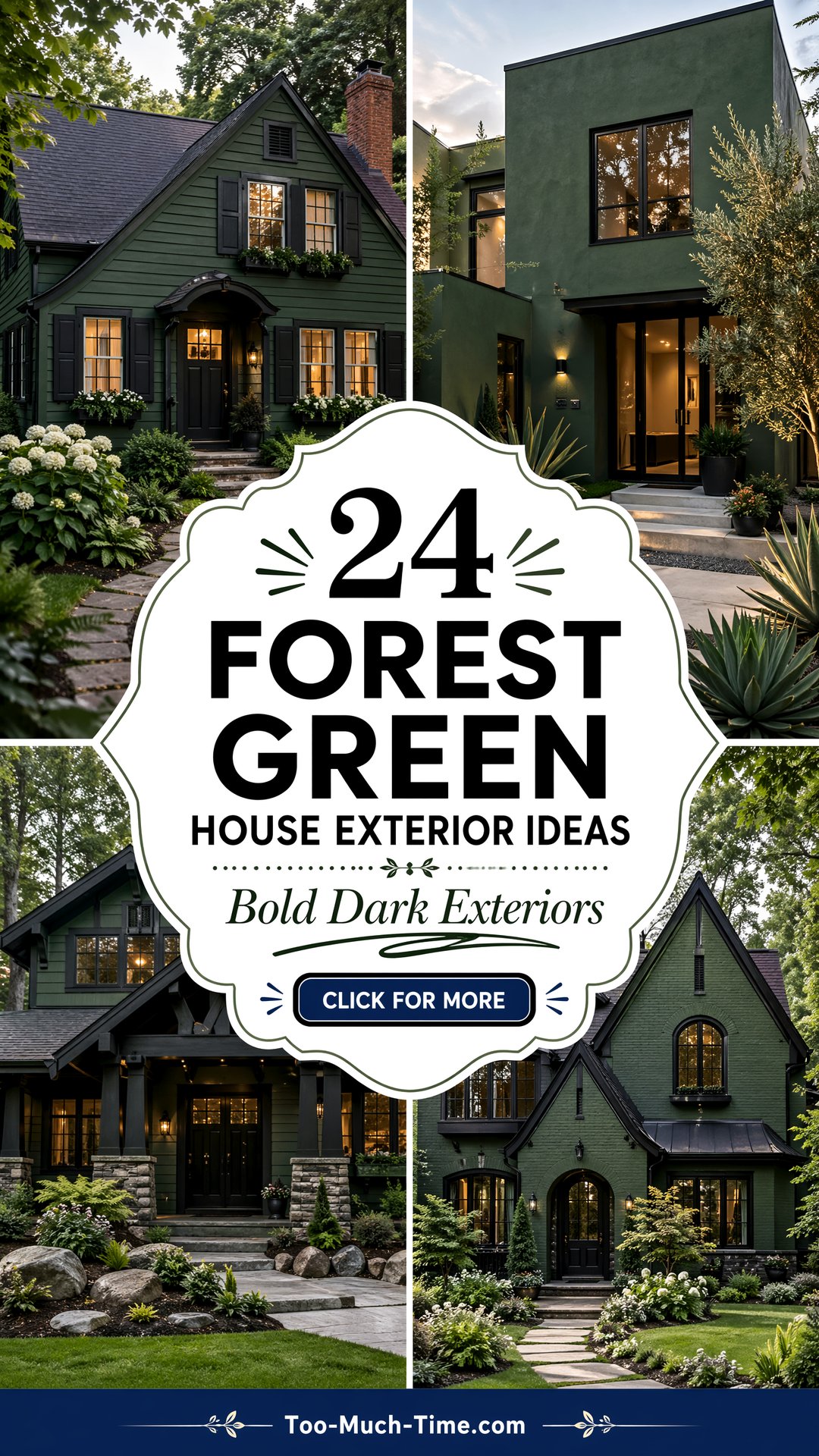 24 Forest Green House with Black Trim Exterior Ideas - 24 Forest Green House with Black Trim: Exterior Ideas