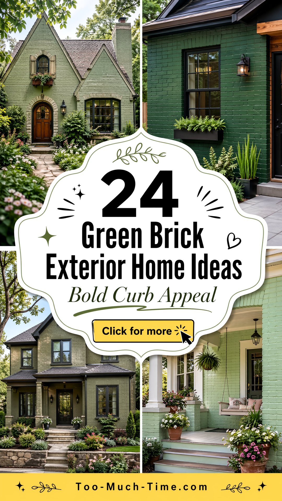 24 Green Brick Exterior Home Ideas for Curb Appeal - 24 Green Brick Exterior Home Ideas for Curb Appeal