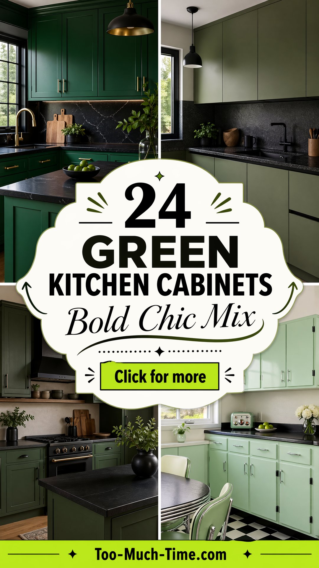 24 Green Kitchen Cabinets with Black Countertops Chic - 24 Green Kitchen Cabinets with Black Countertops: Chic