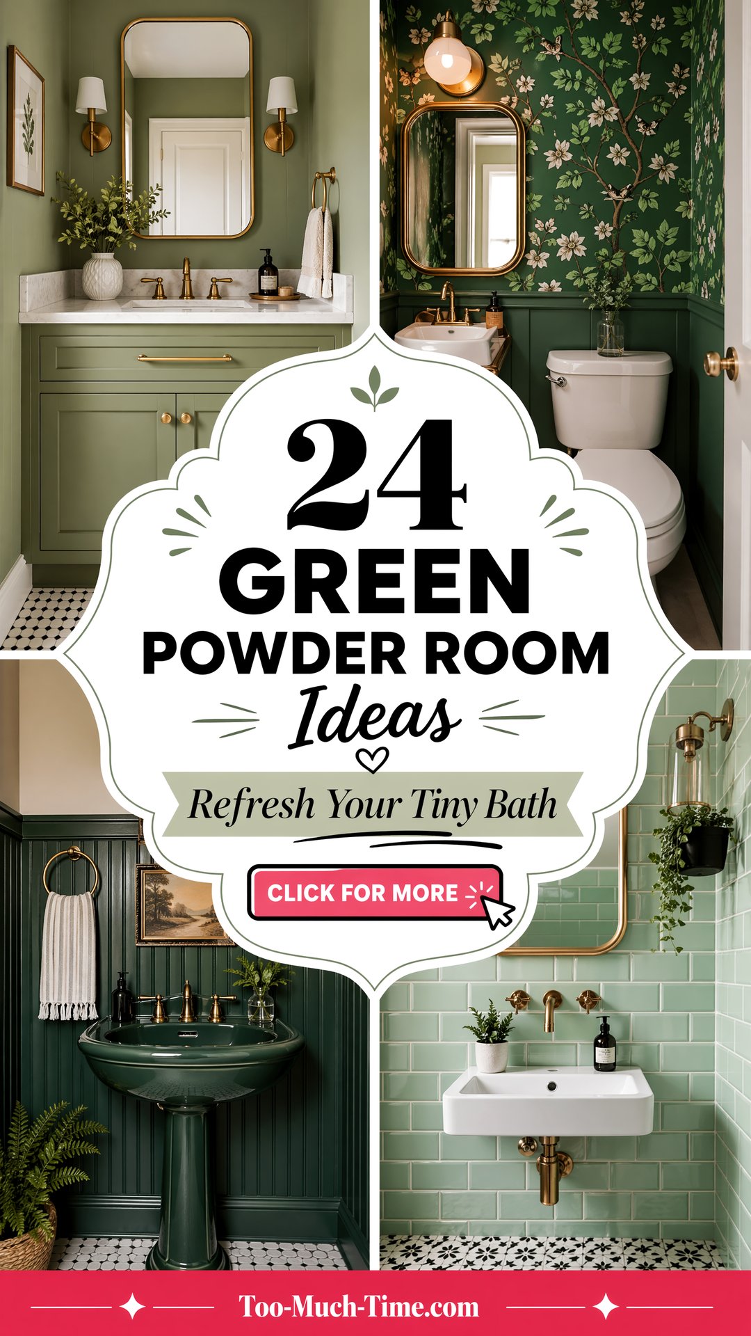 24 Green Powder Room Ideas to Refresh a Tiny Bathroom - 24 Green Powder Room Ideas to Refresh a Tiny Bathroom