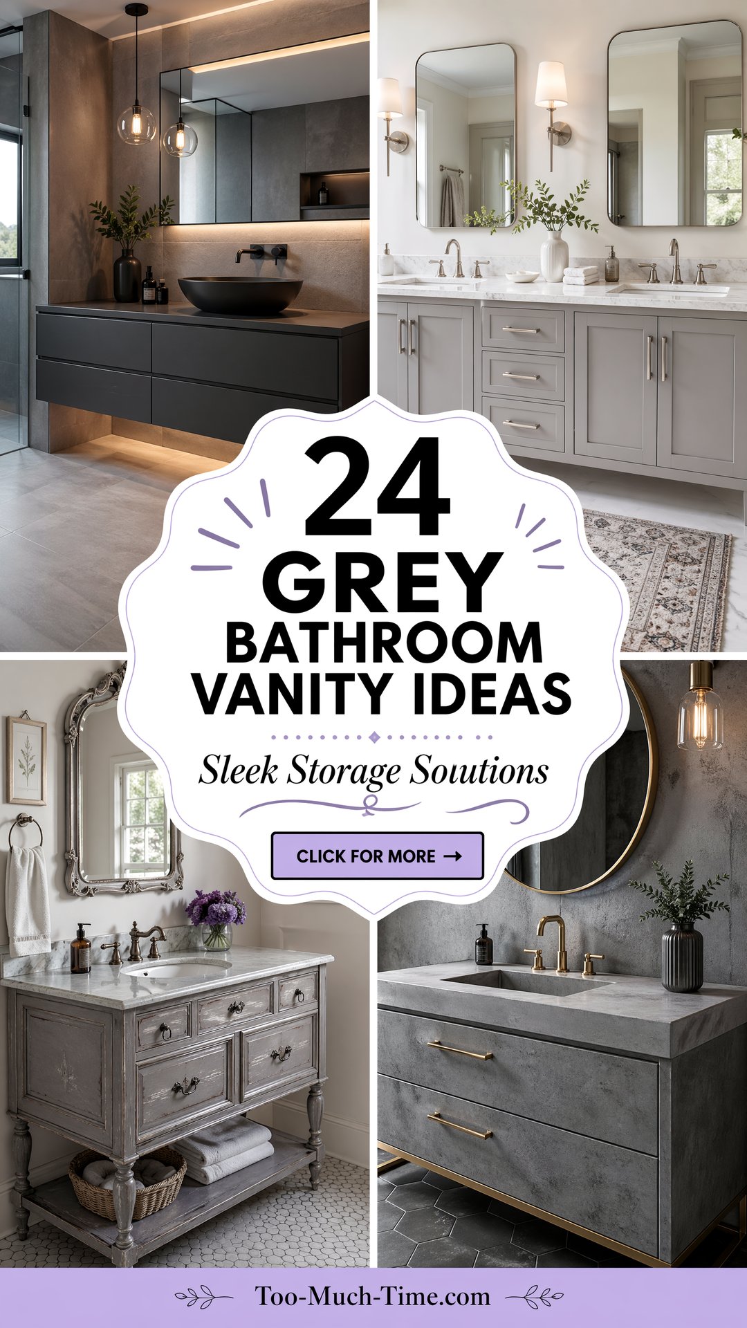 24 Grey Bathroom Vanity Design Ideas Sleek Storage. - 24 Grey Bathroom Vanity Design Ideas: Sleek Storage.