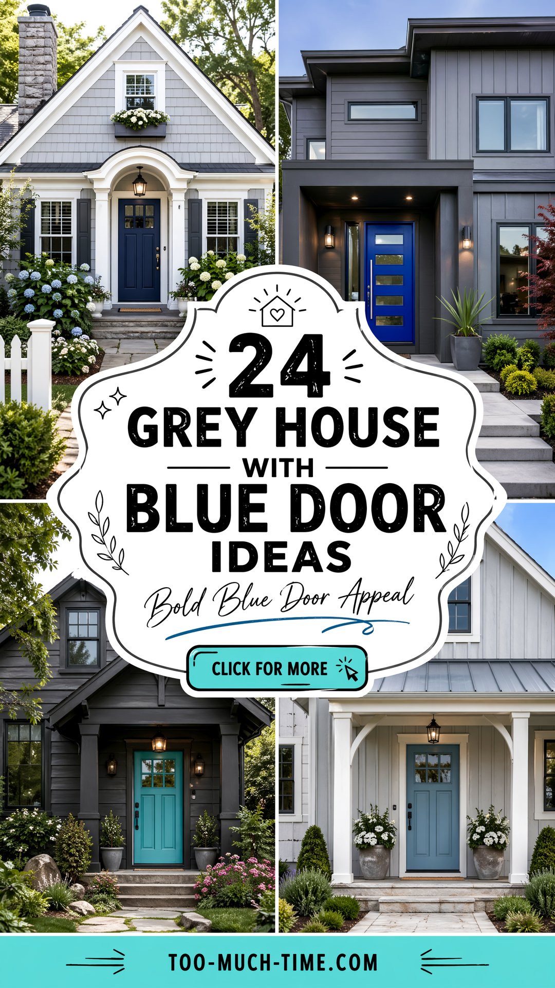 24 Grey House with Blue Door Ideas Offer Curb Appeal - 24 Grey House with Blue Door Ideas Offer Curb Appeal