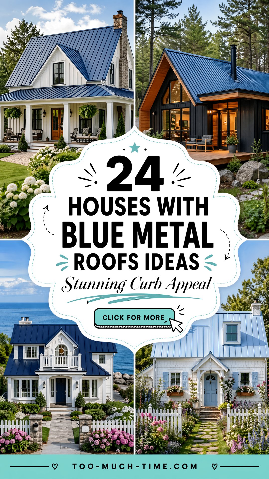 24 Houses with Blue Metal Roofs Ideas for Curb Appeal - 24 Houses with Blue Metal Roofs Ideas for Curb Appeal